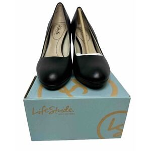 Life Stride Julia Dress Pump Heels Shoes Womens SZ 9 Slip On Round Toe Black NEW